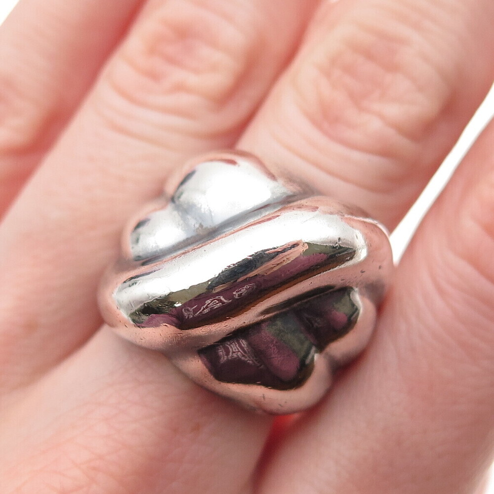 925 Sterling Silver Vintage Mexico Modernist Oxidized Ring Size 8